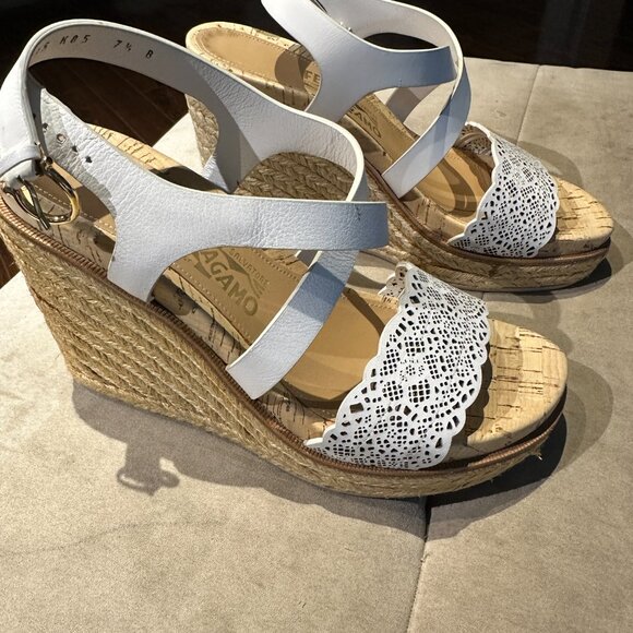 salvatore ferragamo white ladies espadrilles wedges 7.5 - Picture 8 of 8